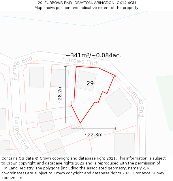 29, FURROWS END, DRAYTON, ABINGDON, OX14 4GN: Plot and title map
