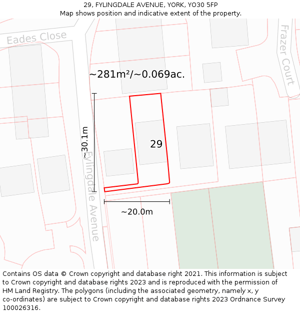 29, FYLINGDALE AVENUE, YORK, YO30 5FP: Plot and title map
