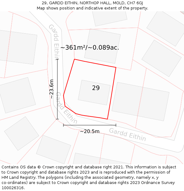 29, GARDD EITHIN, NORTHOP HALL, MOLD, CH7 6GJ: Plot and title map