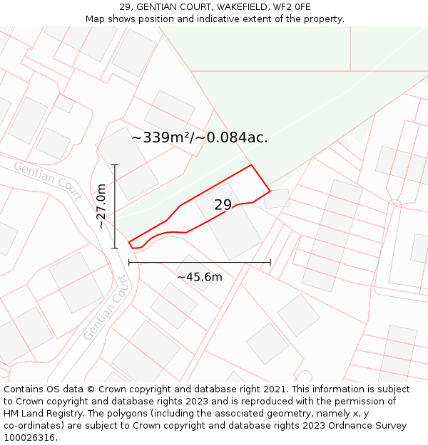 29, GENTIAN COURT, WAKEFIELD, WF2 0FE: Plot and title map