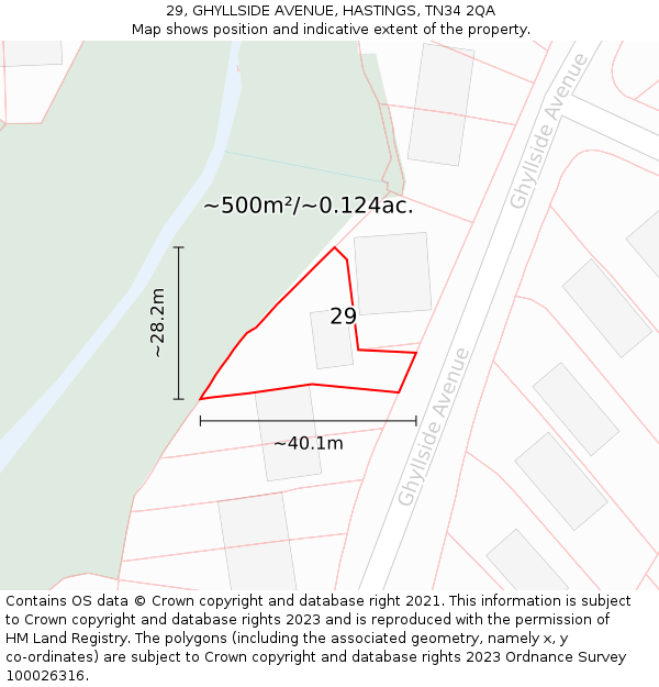 29, GHYLLSIDE AVENUE, HASTINGS, TN34 2QA: Plot and title map