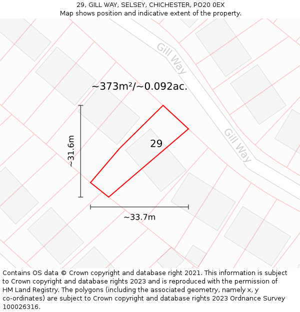 29, GILL WAY, SELSEY, CHICHESTER, PO20 0EX: Plot and title map