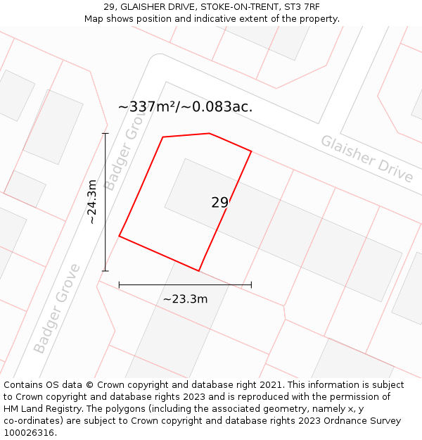 29, GLAISHER DRIVE, STOKE-ON-TRENT, ST3 7RF: Plot and title map