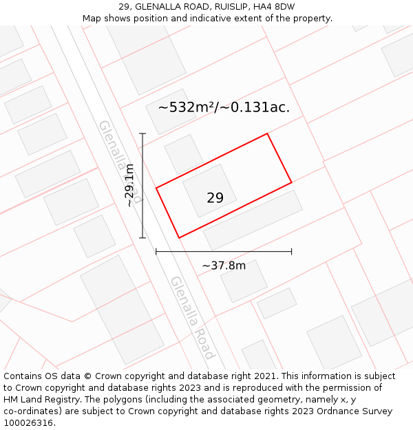 29, GLENALLA ROAD, RUISLIP, HA4 8DW: Plot and title map
