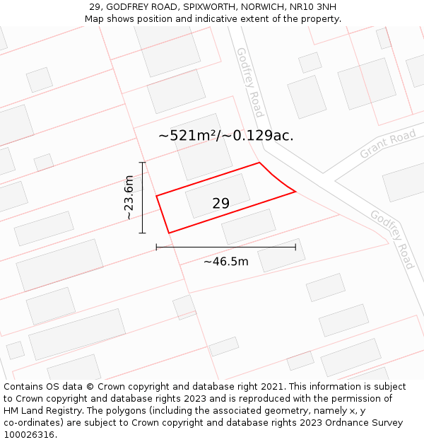 29, GODFREY ROAD, SPIXWORTH, NORWICH, NR10 3NH: Plot and title map
