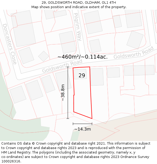 29, GOLDSWORTH ROAD, OLDHAM, OL1 4TH: Plot and title map