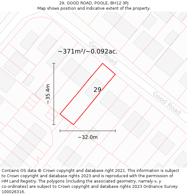 29, GOOD ROAD, POOLE, BH12 3PJ: Plot and title map