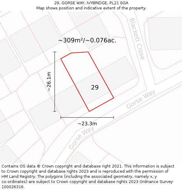 29, GORSE WAY, IVYBRIDGE, PL21 0GA: Plot and title map