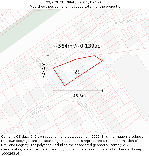 29, GOUGH DRIVE, TIPTON, DY4 7AL: Plot and title map