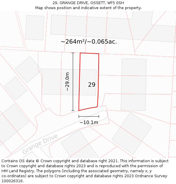 29, GRANGE DRIVE, OSSETT, WF5 0SH: Plot and title map