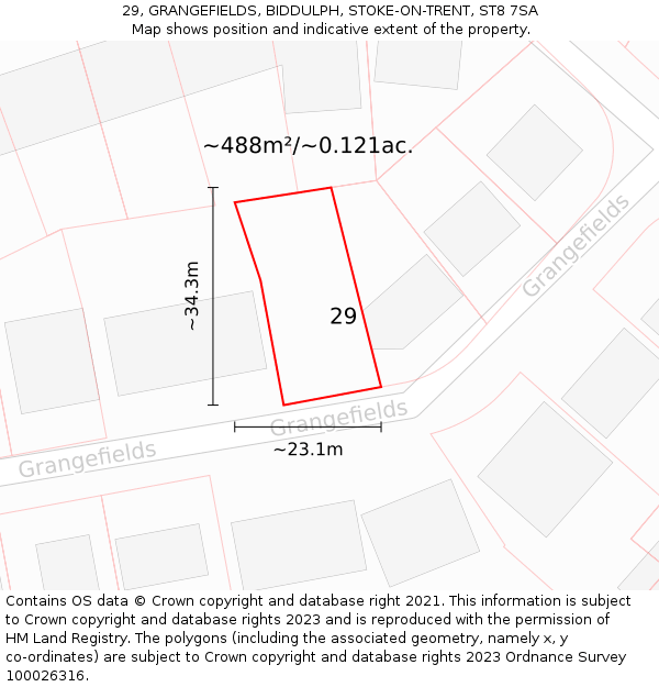 29, GRANGEFIELDS, BIDDULPH, STOKE-ON-TRENT, ST8 7SA: Plot and title map