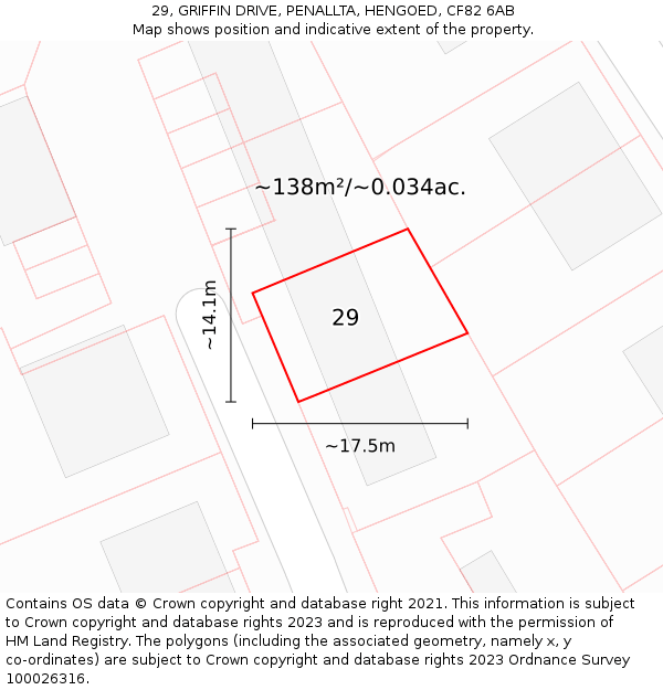 29, GRIFFIN DRIVE, PENALLTA, HENGOED, CF82 6AB: Plot and title map