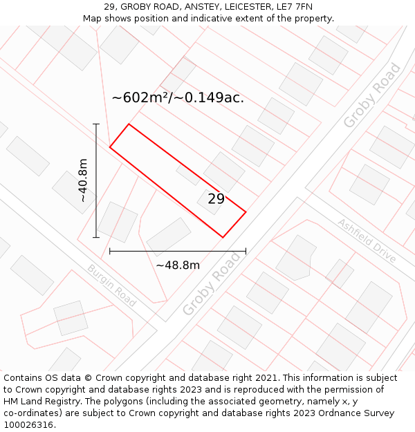 29, GROBY ROAD, ANSTEY, LEICESTER, LE7 7FN: Plot and title map