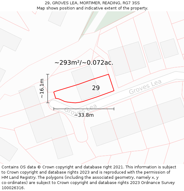 29, GROVES LEA, MORTIMER, READING, RG7 3SS: Plot and title map