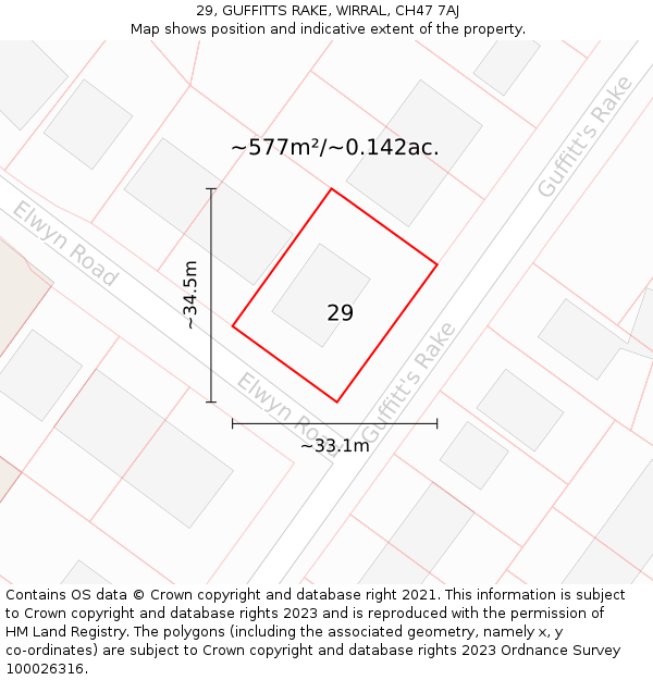 29, GUFFITTS RAKE, WIRRAL, CH47 7AJ: Plot and title map