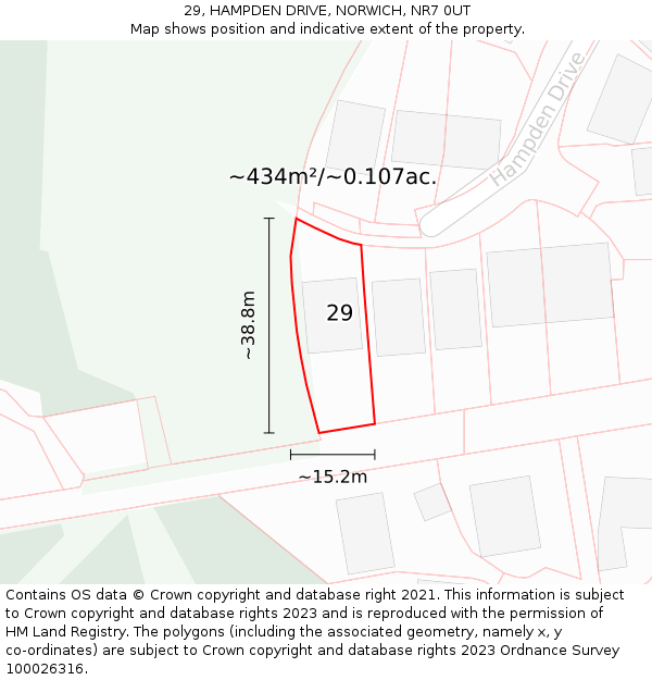 29, HAMPDEN DRIVE, NORWICH, NR7 0UT: Plot and title map