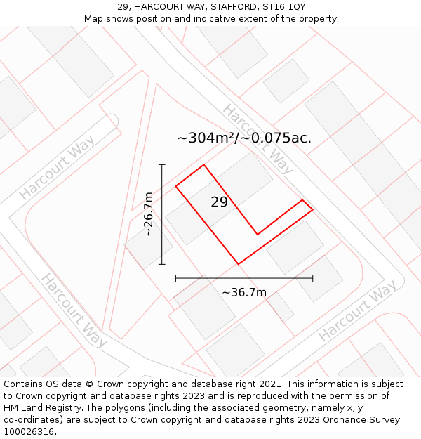 29, HARCOURT WAY, STAFFORD, ST16 1QY: Plot and title map