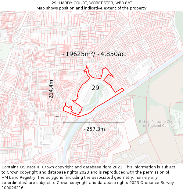 29, HARDY COURT, WORCESTER, WR3 8AT: Plot and title map