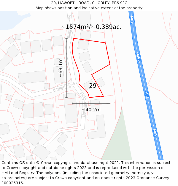 29, HAWORTH ROAD, CHORLEY, PR6 9FG: Plot and title map