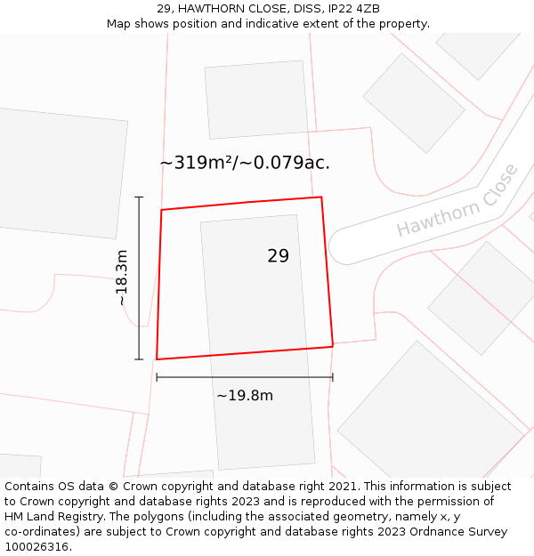 29, HAWTHORN CLOSE, DISS, IP22 4ZB: Plot and title map