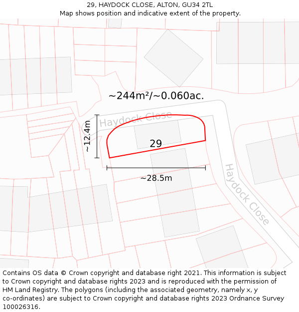 29, HAYDOCK CLOSE, ALTON, GU34 2TL: Plot and title map