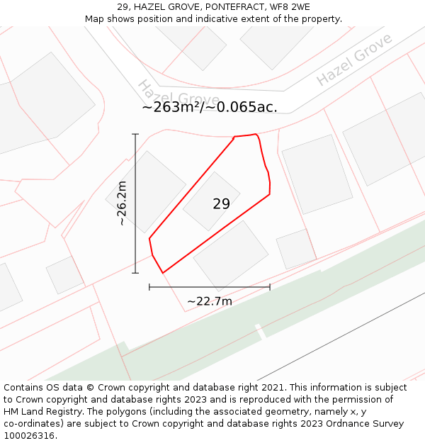 29, HAZEL GROVE, PONTEFRACT, WF8 2WE: Plot and title map