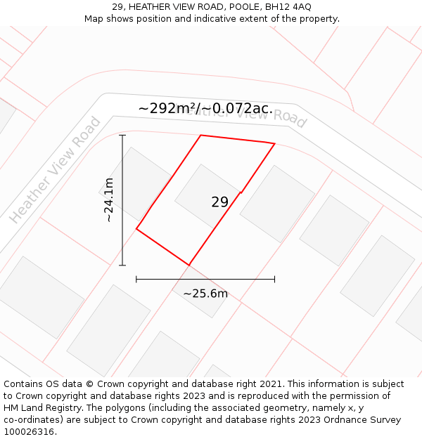 29, HEATHER VIEW ROAD, POOLE, BH12 4AQ: Plot and title map