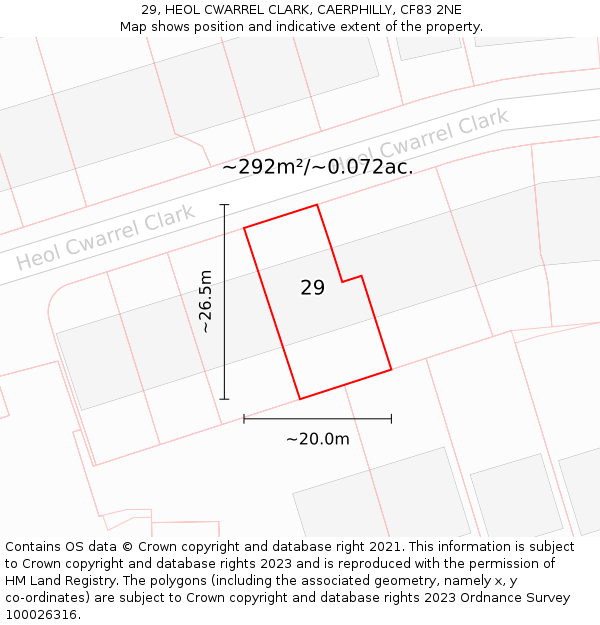 29, HEOL CWARREL CLARK, CAERPHILLY, CF83 2NE: Plot and title map