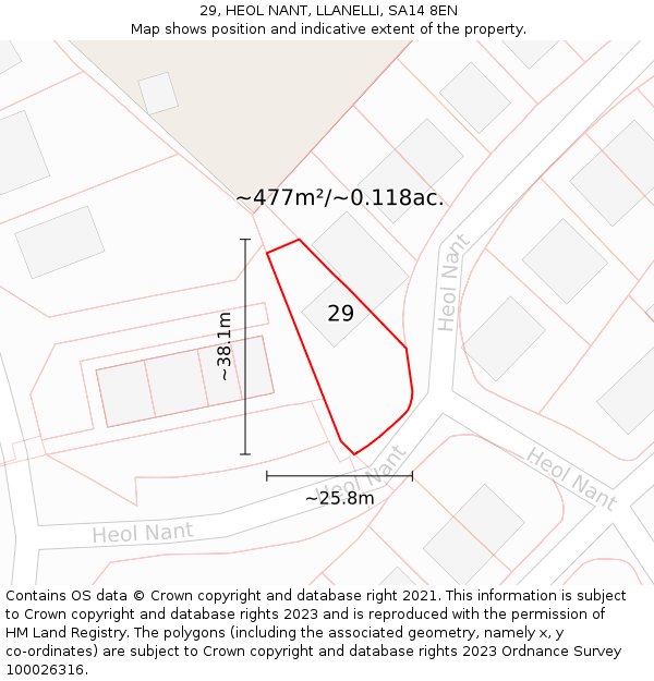 29, HEOL NANT, LLANELLI, SA14 8EN: Plot and title map