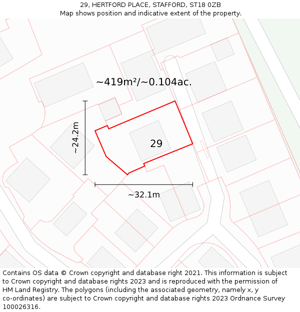 29, HERTFORD PLACE, STAFFORD, ST18 0ZB: Plot and title map