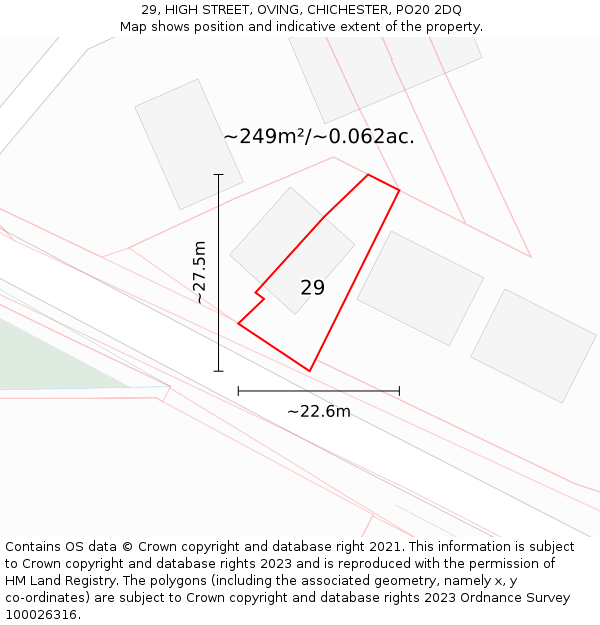 29, HIGH STREET, OVING, CHICHESTER, PO20 2DQ: Plot and title map