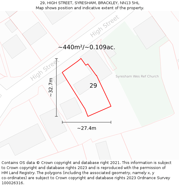 29, HIGH STREET, SYRESHAM, BRACKLEY, NN13 5HL: Plot and title map