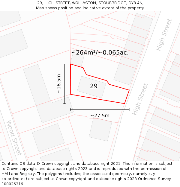 29, HIGH STREET, WOLLASTON, STOURBRIDGE, DY8 4NJ: Plot and title map