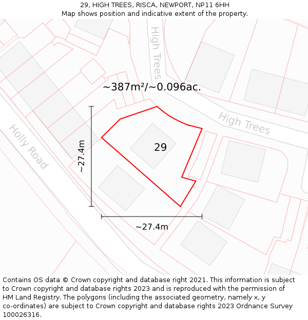 29, HIGH TREES, RISCA, NEWPORT, NP11 6HH: Plot and title map