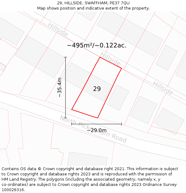 29, HILLSIDE, SWAFFHAM, PE37 7QU: Plot and title map