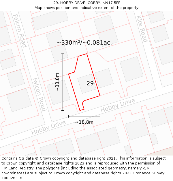 29, HOBBY DRIVE, CORBY, NN17 5FF: Plot and title map