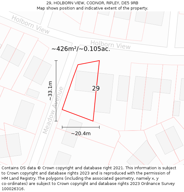 29, HOLBORN VIEW, CODNOR, RIPLEY, DE5 9RB: Plot and title map