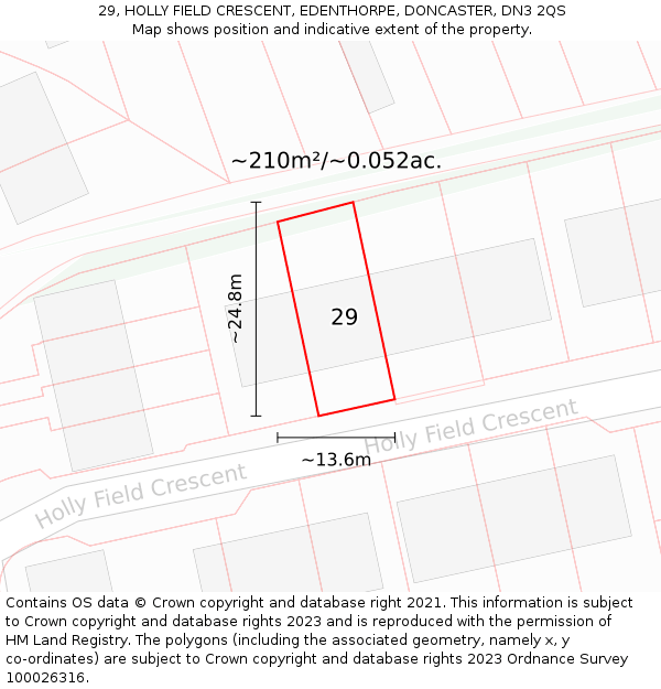 29, HOLLY FIELD CRESCENT, EDENTHORPE, DONCASTER, DN3 2QS: Plot and title map