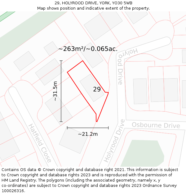 29, HOLYROOD DRIVE, YORK, YO30 5WB: Plot and title map