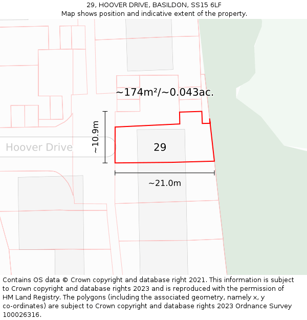 29, HOOVER DRIVE, BASILDON, SS15 6LF: Plot and title map