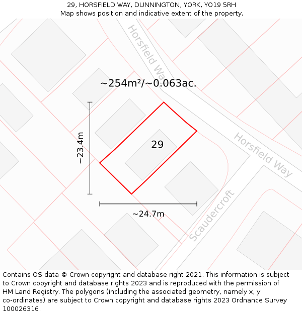29, HORSFIELD WAY, DUNNINGTON, YORK, YO19 5RH: Plot and title map