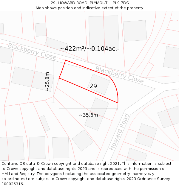 29, HOWARD ROAD, PLYMOUTH, PL9 7DS: Plot and title map