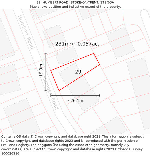 29, HUMBERT ROAD, STOKE-ON-TRENT, ST1 5GA: Plot and title map