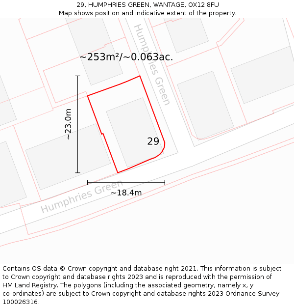 29, HUMPHRIES GREEN, WANTAGE, OX12 8FU: Plot and title map
