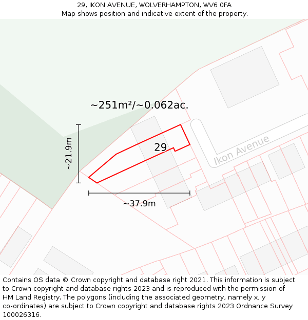 29, IKON AVENUE, WOLVERHAMPTON, WV6 0FA: Plot and title map