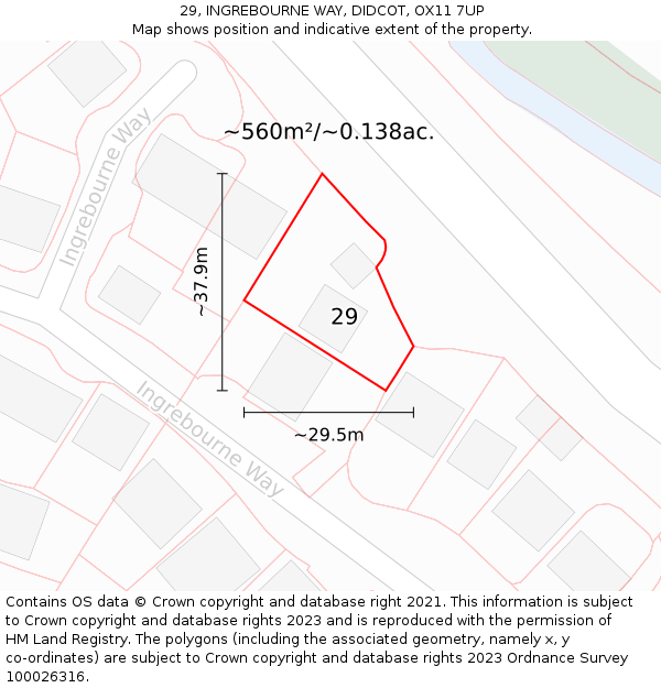 29, INGREBOURNE WAY, DIDCOT, OX11 7UP: Plot and title map