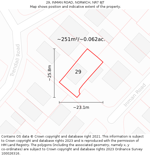 29, INMAN ROAD, NORWICH, NR7 8JT: Plot and title map