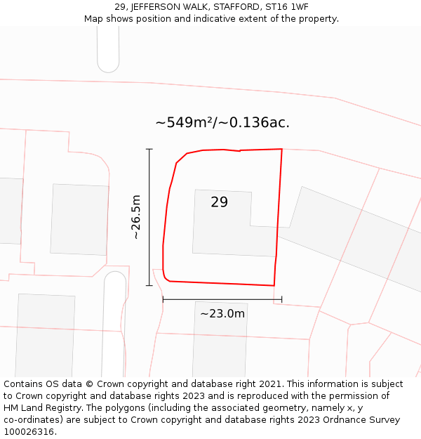 29, JEFFERSON WALK, STAFFORD, ST16 1WF: Plot and title map