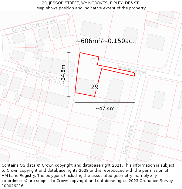 29, JESSOP STREET, WAINGROVES, RIPLEY, DE5 9TL: Plot and title map