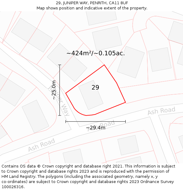 29, JUNIPER WAY, PENRITH, CA11 8UF: Plot and title map